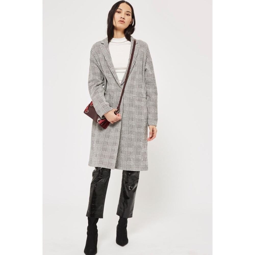 Topshop Checked Jersey Chuck On Coat Size 8‎